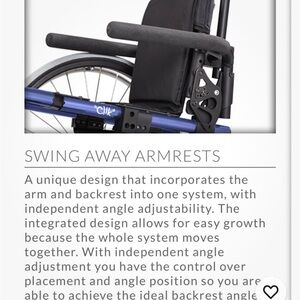 Ki Mobility Little Wave Clik wheelchair Swing Away armrests